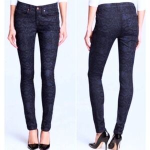 Eileen Fisher Blue  Ikat Print Denim Skinny Jeans Size Sz 6